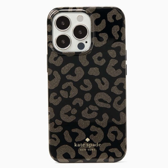Kate Spade Black Leopard Print Phone Case - Picture 1 of 5